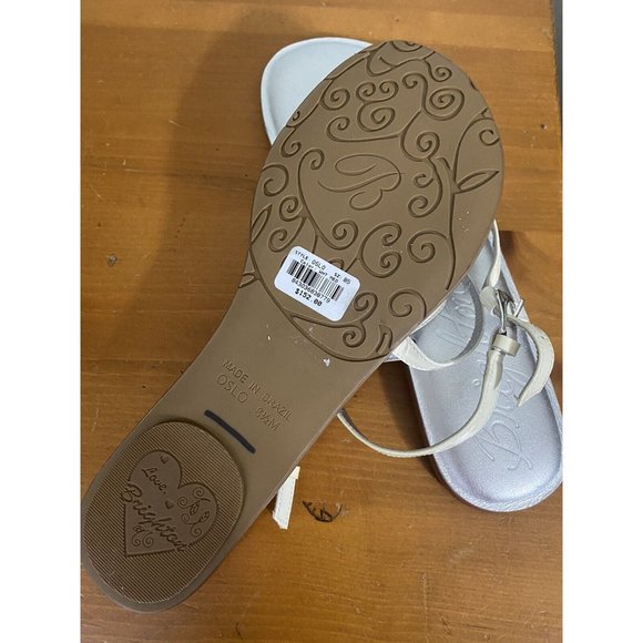 Brighton Size 8.5M OSLO White Silver Leather Strappy Thong Sandals Brazil NWT - Picture 7 of 9